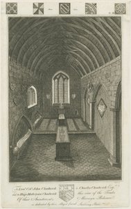 Mavesyn Ridware - Kaplica grobowa Mavesynów: rycina, bd [koniec XVIII w.] (druk) autorstwa Charles Chadwick