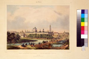 Widok na klasztor Sarowski. Klasztor Serafinów (Serafinów) z Sarowa (1759-1833), prawosławnego świętego. Dzieło Charlesa Claude