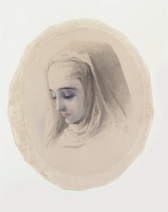 Studium głowy dla myśli klasztornych, 1851 (wc i gwasz na papierze) autorstwa Charles Collins