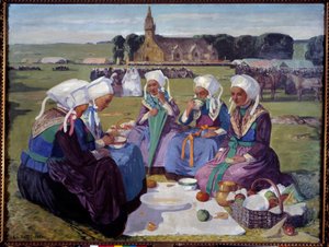 Kobiety Plougastela na ułaskawieniu św. Anny la Palud w 1903 roku. Obraz Charlesa Cotteta (1863-1924)