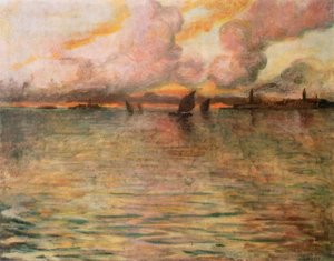 Pejzaż morski z odległym widokiem Wenecji, 1896