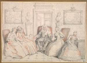 Trissotin Czytanie Filaminie, Bélise i Armande... prawdopodobnie ok. 1725-1726. autorstwa Charles Coypel