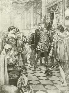 Rigoletto, akt I scena i (wklęsłodruk) autorstwa Charles D. Graves