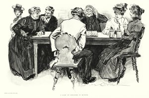 Gra w warcaby w Monachium (litografia) autorstwa Charles Dana Gibson