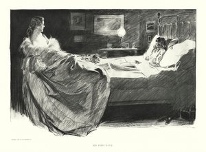Jego pierwsza miłość (litografia) autorstwa Charles Dana Gibson