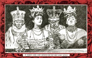 Jeśli kobiety wyglądają jak królowe, dlaczego nie mężczyźni lubią królów (kolor lito) autorstwa Charles Dana Gibson