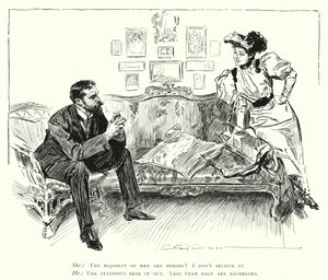 Mężczyźni to bohaterowie - mniej niż połowa to kawalerowie (lito) autorstwa Charles Dana Gibson