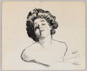 Portret dziewczyny (czarny tusz na kremowym papierze) autorstwa Charles Dana Gibson