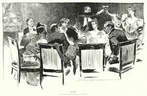 Łamigłówka, znajdź mężczyznę, który płaci za obiad (lito) autorstwa Charles Dana Gibson