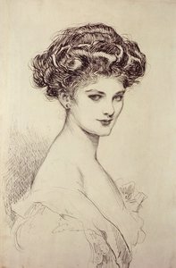 Studium głowy (tusz na papierze) autorstwa Charles Dana Gibson