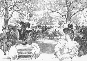 Niedzielne popołudnie w pobliżu Bramy Stanhope, c.1897 (lito) autorstwa Charles Dana Gibson