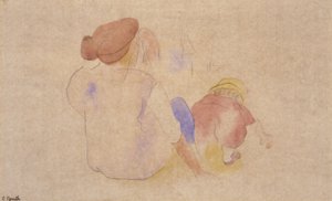 (Kobieta z dzieckiem w czerwonym kombinezonie) autorstwa Charles Demuth