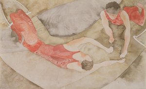 Dwa Trapeze Performers Red, 1916 (wc na papierze) autorstwa Charles Demuth