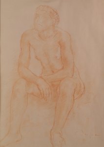 Siedzący akt (czerwona kreda na papierze) autorstwa Charles Despiau