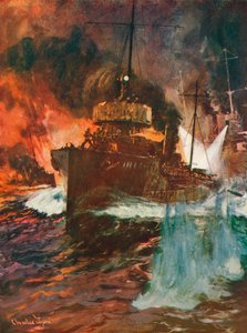 Nocny atak. Łodzie torpedowe w pracy, c1918 1919 autorstwa Charles Dixon