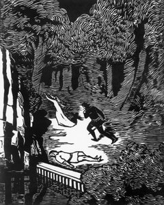 Drzeworyt Charles Doudelet (1861-1938) dla Pelleas i Melisande Maurice Maeterlinck (1862-1949), wydany przez Claudio Argentieri, Spoleto, Włochy