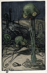 Mieszkaniec planety Mars. Ilustracja M. Dudouyta (1885-1946) do powieści Herberta George