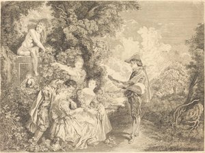 lekcja miłości autorstwa Charles Dupuis after Antoine Watteau