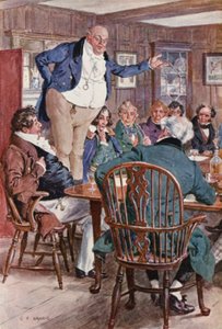 Ilustracja do The Pickwick Papers Charlesa Dickensa (kolorowa litografia) autorstwa Charles Edmund (after) Brock