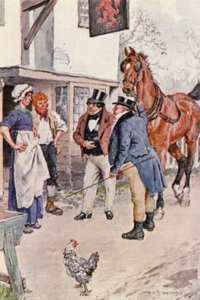 Ilustracja do The Pickwick Papers Charlesa Dickensa (kolorowa litografia) autorstwa Charles Edmund (after) Brock