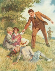 „Czy jesteście młodzi, gotowi zrobić coś dla swojego kraju?”, scena z Secret Service (kolor lito) autorstwa Charles Edmund Brock