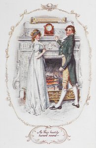 Gdy pospiesznie się odwrócili – ilustracja z „Duma i uprzedzenie” Jane Austen (kolor lito) autorstwa Charles Edmund Brock