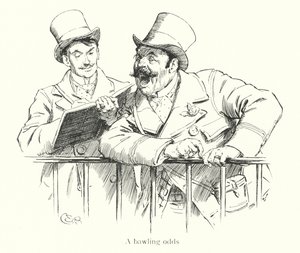 Bukmacher podający kursy na torze wyścigowym (grawerunek) autorstwa Charles Edmund Brock
