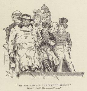 Niepokoił się przez całą drogę do Stroud, humorystyczne wiersze Hooda autorstwa Charles Edmund Brock