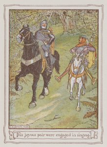 Ilustracja do Ivanhoe autorstwa Sir Waltera Scotta (kolor lito) autorstwa Charles Edmund Brock