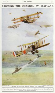 Brytyjskie wodnosamoloty przelatujące przez kanał La Manche (kolor lito) autorstwa Charles Edward (after) Dixon