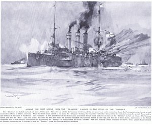 Prawie pierwsza runda z Glasgow wylądowała na rufie Drezna autorstwa Charles Edward Dixon