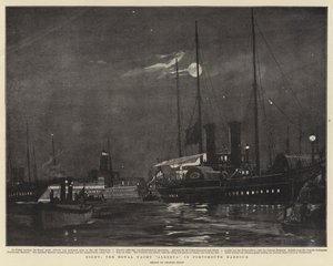 Noc, Royal Yacht Alberta w porcie Portsmouth autorstwa Charles Edward Dixon
