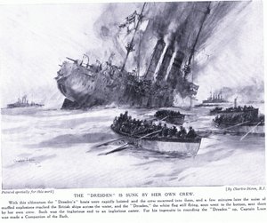 Drezno zostaje zatopiony przez własną załogę Marzec 1915 autorstwa Charles Edward Dixon