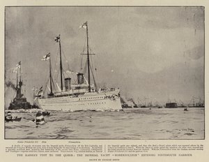 Wizyta cesarza u królowej, cesarski jacht Hohenzollern wchodzący do portu Portsmouth autorstwa Charles Edward Dixon