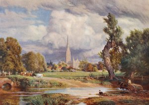Katedra w Salisbury (kolorowa litografia)