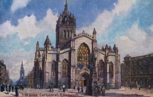 Katedra św. Idziego, Edynburg, Szkocja (kolor lito) autorstwa Charles Edwin Flower