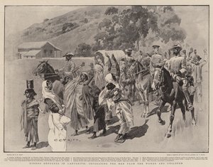 Uchodźcy Hindoo w Ladysmith, oddzielenie mężczyzn od kobiet i dzieci autorstwa Charles Edwin Fripp
