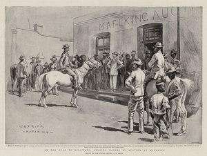 W drodze do Bulawayo, sprzedaż koni na aukcji w Mafeking autorstwa Charles Edwin Fripp