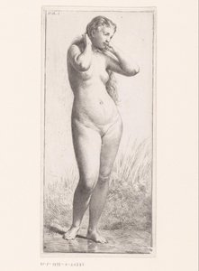 stojąca naga kobieta autorstwa Charles Emile Jacque (attributed to)