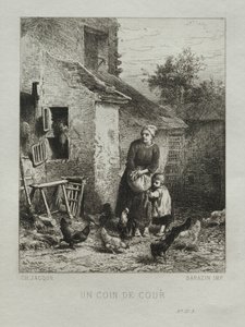 Zakątek dziedzińca autorstwa Charles Emile Jacque