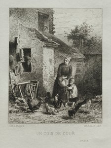 Zakątek dziedzińca. autorstwa Charles Emile Jacque