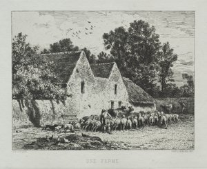 Dom na farmie. autorstwa Charles Emile Jacque