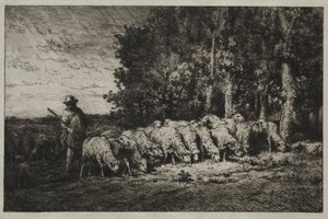 Stado na skraju lasu autorstwa Charles Emile Jacque