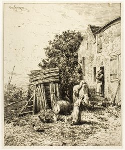Rustykalne mieszkanie autorstwa Charles Emile Jacque