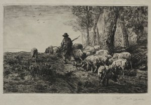 Stado świń autorstwa Charles Emile Jacque