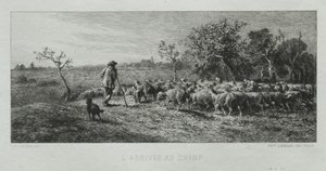 Przybycie na pole. autorstwa Charles Emile Jacque