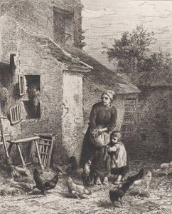 Narożnik dziedzińca, 1864 r. autorstwa Charles Emile Jacque
