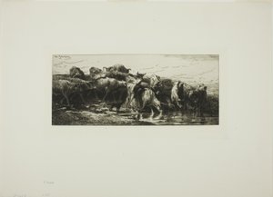 Krowy pijące z rzeki autorstwa Charles Emile Jacque