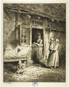 Wejście do chłopskiego domu autorstwa Charles Emile Jacque