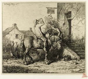 Wejście do karczmy z chłopskim piciem autorstwa Charles Emile Jacque